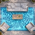 thumbnail image 4 of SUNDEREY 9’X12’Outdoor Rug for Patio,Waterproof Beach Mats, Seaweed Pattern Plastic Straw Outdoor Rugs for RV Patio Deck Beach Porch Backyard,Blue, 4 of 9