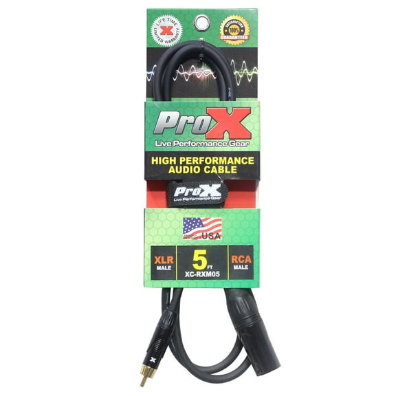 ProX XC-RXM05 5' RCA-M to XLR3-M Unbalanced High Performance Audio Cable