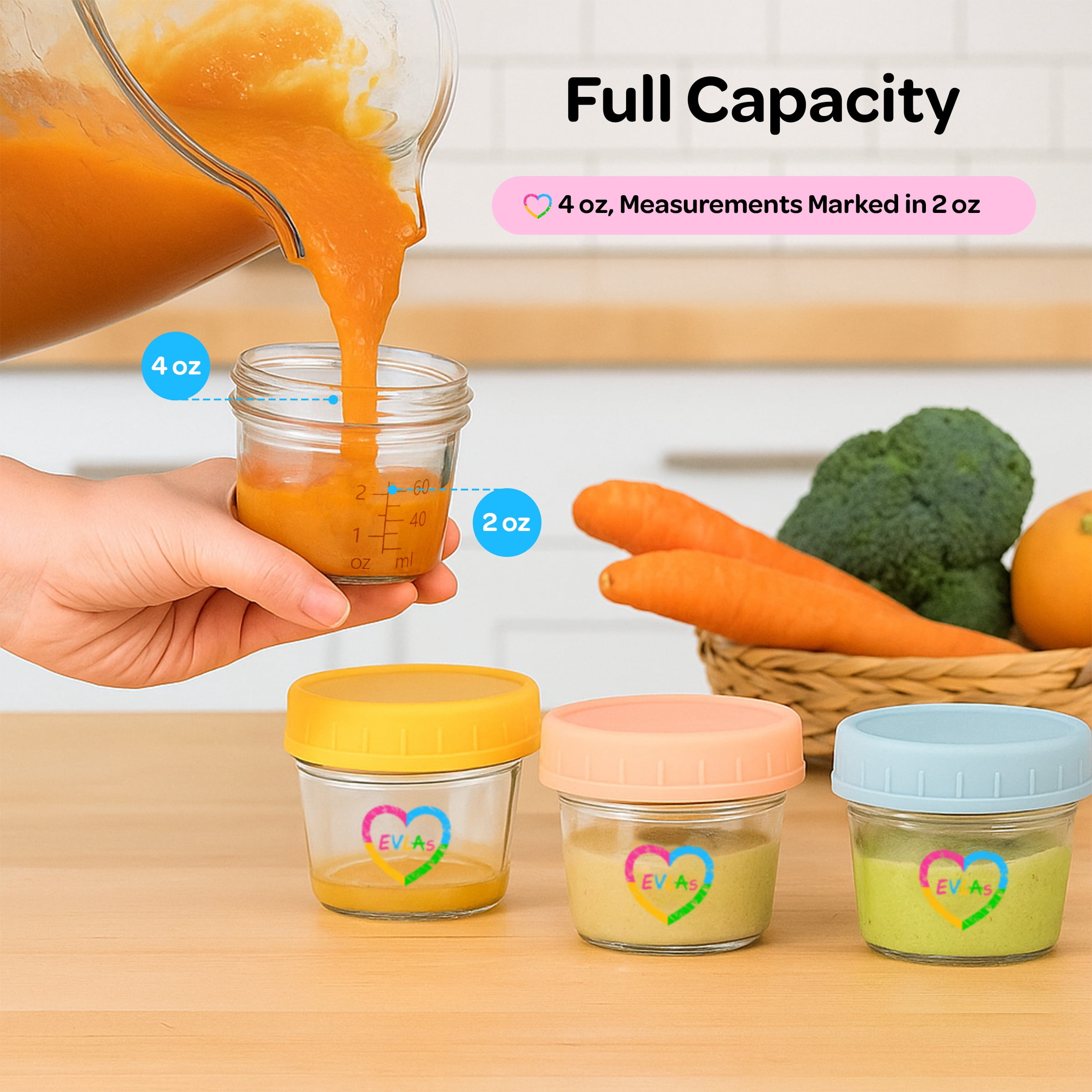 EVLA’s 12-Pack of 4 Oz Glass Baby Food Containers