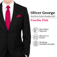 thumbnail image 2 of Mens Solid Color Formal Wedding Casual Necktie and Pocket Square Handkerchief Set For Suit or Tuxedo Fuchsia Pink, 2 of 5