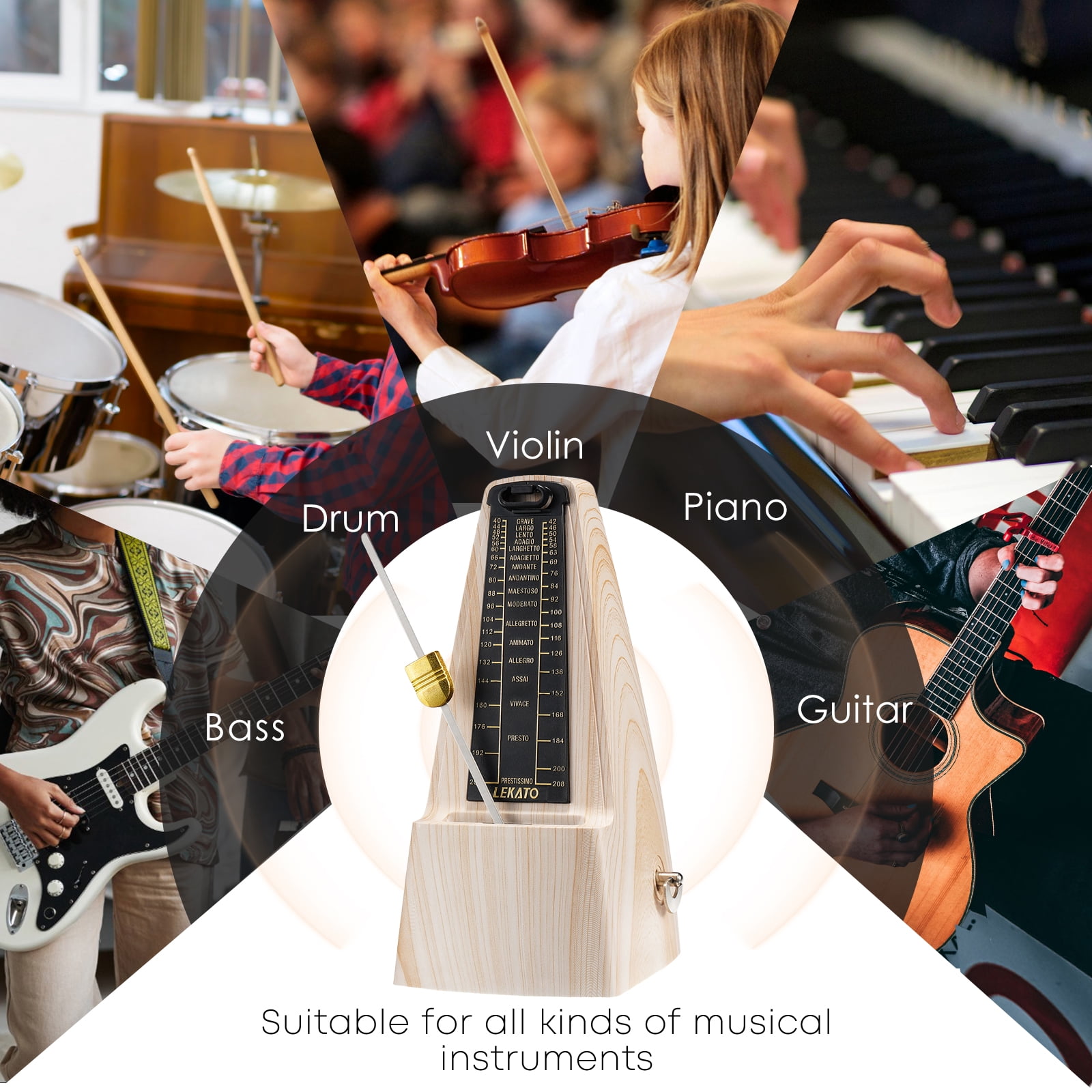 LEKATO Mechanical Metronome Universal Metronome for Piano Guitar Ukulele Violin with Loud Sound Accurate Track Beat Tempo for Beginner