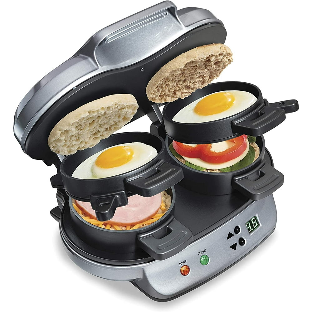 Hamilton Beach Dual Breakfast Sandwich Maker with Timer, Silver (25490A