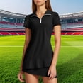 thumbnail image 2 of DHFJKG Two Piece Skirt Set For Women Sweatsuits Tennis Outfits Quarter Zip Collar Short Sleeve Top Mini Skirts Casual Jogger Set Holiday Outfit, 2 of 4