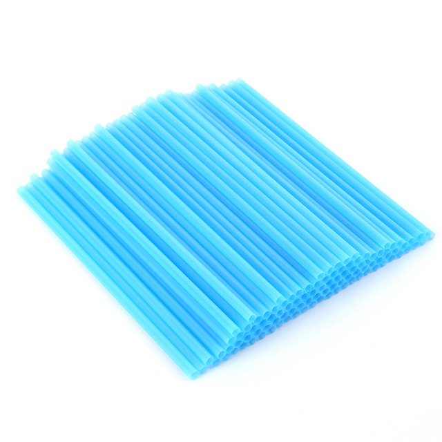 100 pzas de plástico desechables no tóxicas con boca plana (azul claro)
