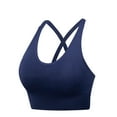 thumbnail image 5 of True Bra Women Yoga Bras Solid Sleeveless Cold Shoulder Casual Tanks Blouse Tops V-Neck Back-Smoothing Bra Feature Hook and Eye Closure Strapless Bra Style Y-542 , Dark Blue M, 5 of 5