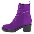 thumbnail image 3 of YDN Women's Closed Round Toe Lace Up Combat Booties Chunky Block Low Heel Ankle Boots Winter Date Party Shoes Size 10 Purple, 3 of 4
