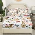 thumbnail image 3 of Easter Bunny Full Size Fitted Sheet,Spring Flowers Bed Sheets Women Teens,Watercolor Floral Rabbit Butterfly Bedding Set,Cute Pet Animals Sheets Easter Gifts 3Pcs, 3 of 5