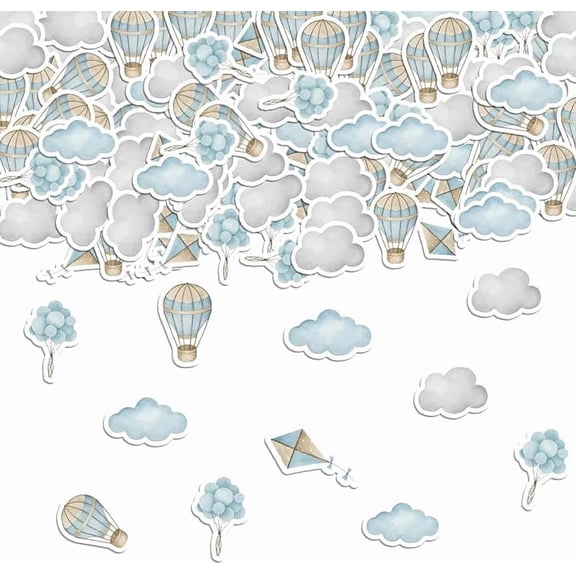 200Pcs Hot Air Balloon Confetti Blue Adventure Awaits Baby Shower Decor