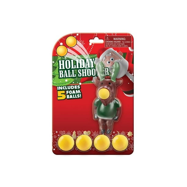 Tirador de pelotas navideñas Playmaker Toys con 5 bolas de espuma