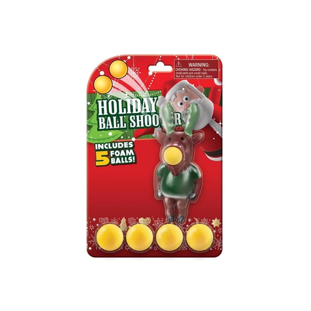 Tirador de pelotas navideñas Playmaker Toys con 5 bolas de espuma