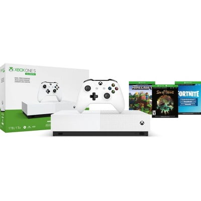 Microsoft Xbox One S 1TB All Digital Edition 3 Game Bundle (Disc-free Gaming) White NJP-00050 Refurbished