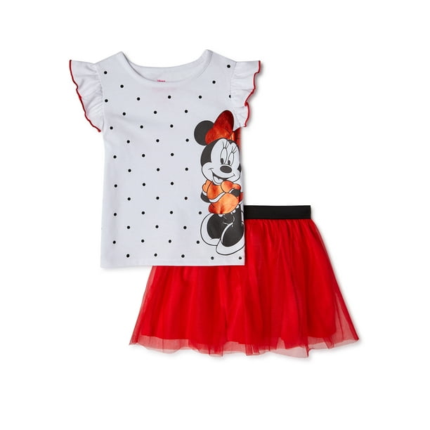 Disney Minnie Mouse Toddler Girls T-Shirt & Skirt, 2-Piece Outfit Set -  