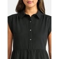 thumbnail image 4 of Time and Tru Women's Tiered Mini Shirtdress, Sizes XS-XXXL, 4 of 5