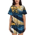 thumbnail image 1 of Balery Moonlit Golden Tree Peacock Conjunto de Pijama para Mujer con Estampado, Dos Piezas de Manga Corta y Shorts, Ropa de Dormir Suave con Cuello Redondo y Bolsillos-4X-Large, 1 of 6