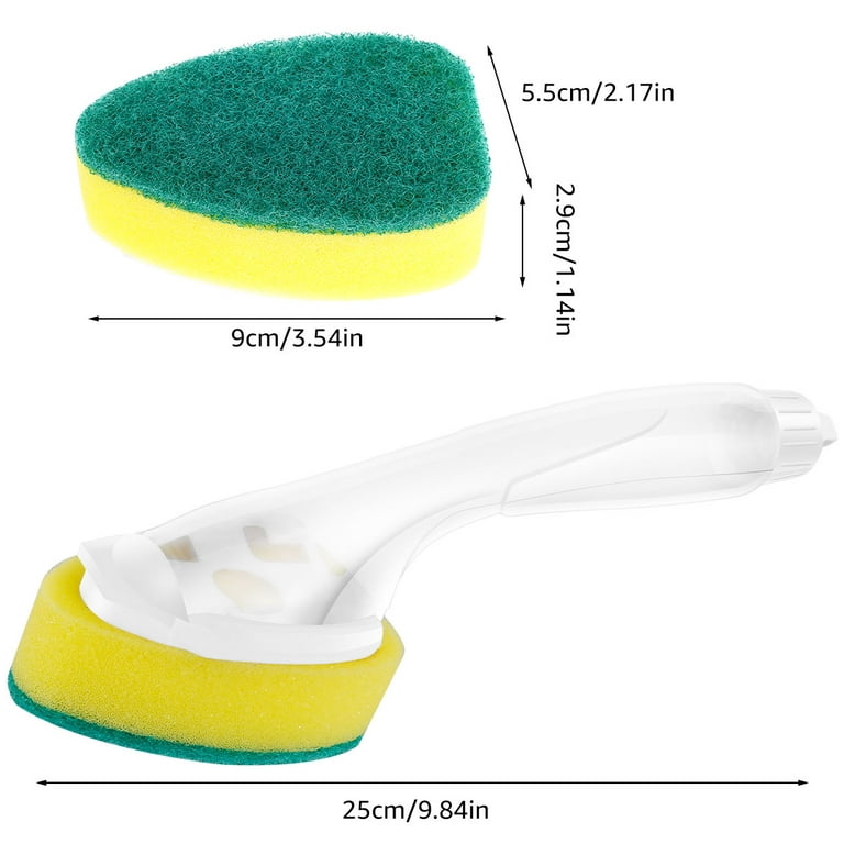  1 Handle and 6 Refill Replacement Sponge Heads, Heavy Duty Dish  Wand Refill Non-Scratch Sink Cleaning Brush Pads : Health & Household