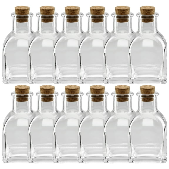 4” Glass Mini Bottle with Cork by Ashland - Decorative Jar for Weddings - Parties - Home Decor - Arts & Crafts - Bulk 12 Pack
