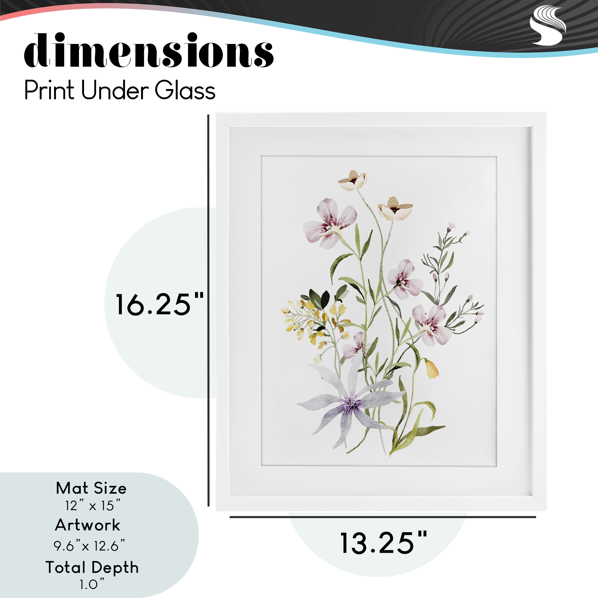 Floral Foliage Bundle White Framed Print Under Glass, design by Lettered and Lined
