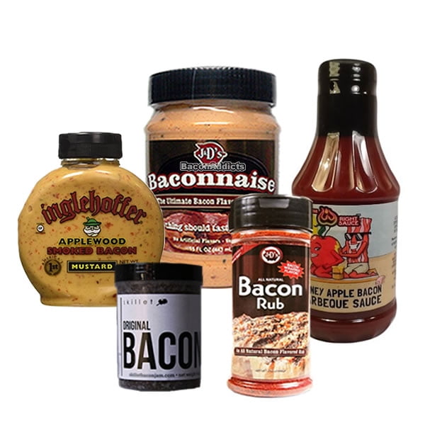 Bacon Burger BBQ Barbeque Sampler Pack (5pc Gift Set) Baconnaise Bacon Mayo, Bacon Jam,... by