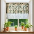 thumbnail image 5 of Vfedsrsge Floral Print Cafe Curtains with Lace Edge - Tiered Window Valance for Kitchen & Bathroom, Light Filtering Polyester, 59x23.6in, 5 of 6