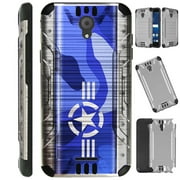 WORLD ACC Silver Guard Compatible with Cricket Icon | AT&T Radiant Core Case Slim Hybrid Phone Cover (Air Force Star)