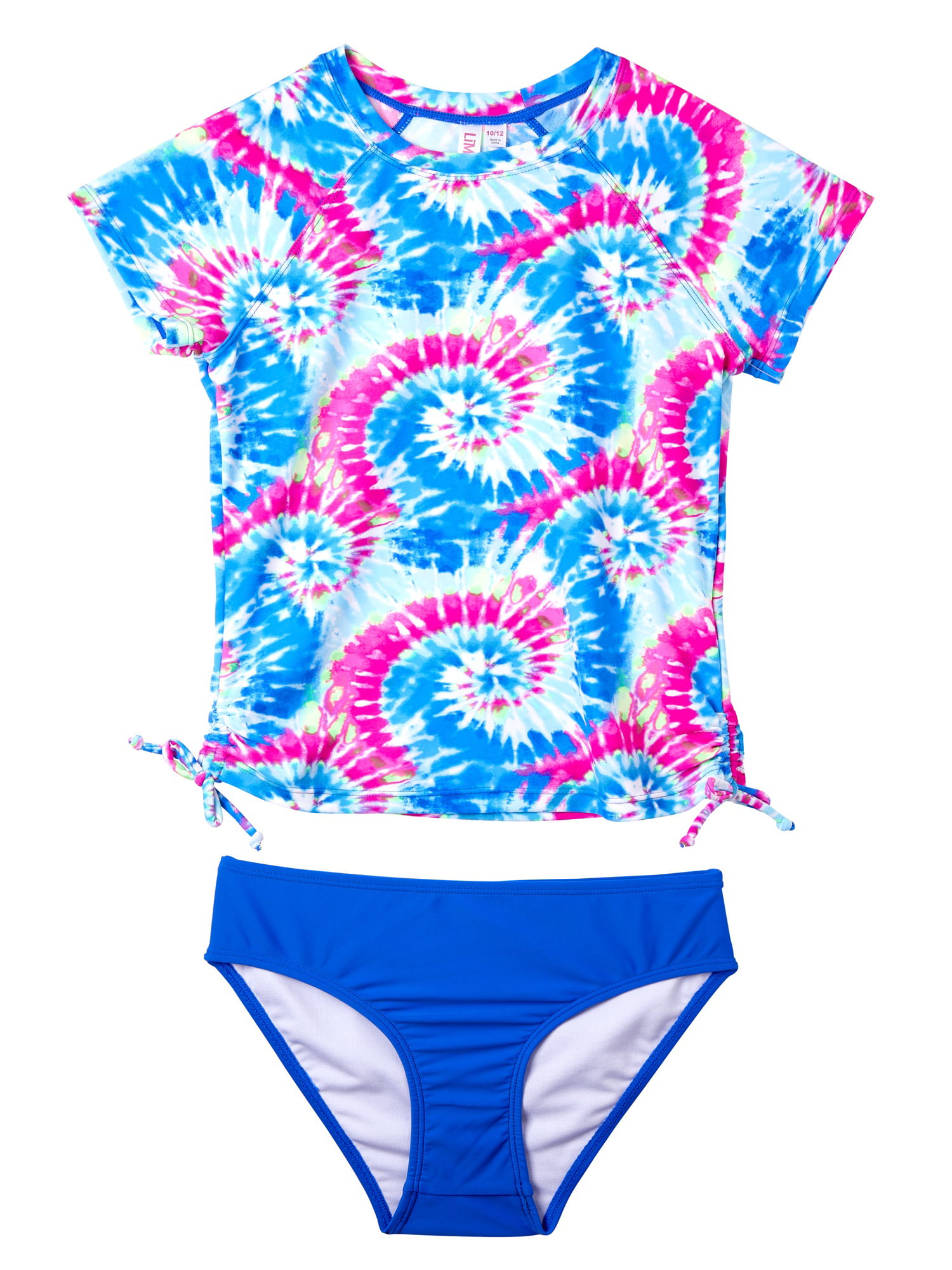 Limited Too Girls Long Sleeve One Piece Rash Guard Swimsuit with Front Zipper