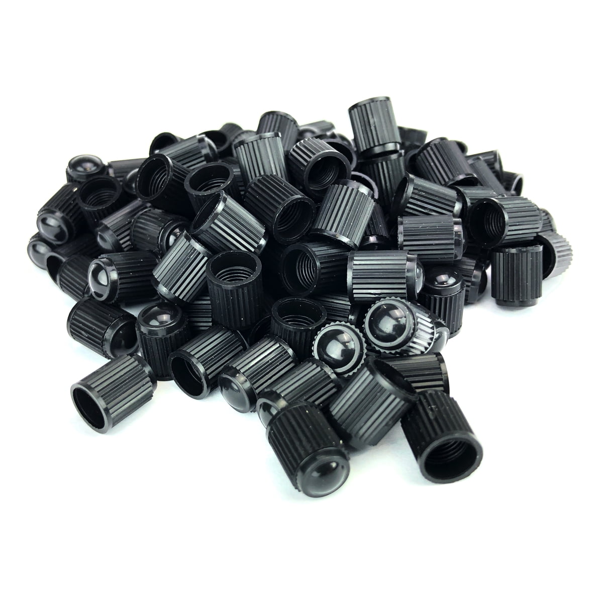 Pack of 100 Black Valve Stem Caps for all American Schrader type Valve