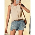 thumbnail image 4 of Women's Round Neck T-shirt Solid Color Casual Loose Vest Sleeveless Tops, 4 of 6