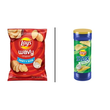 Lay's Wavy Potato Chips Party Size 13 oz & Lay's Stax Sour Cream & Onion Potato Crisps 5.5 oz