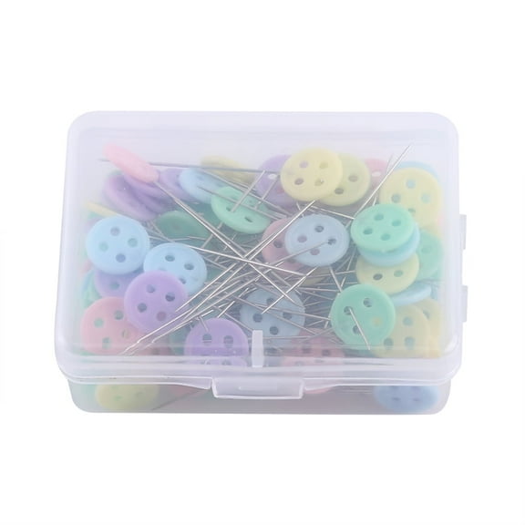 Sewing Patchwork Pins Quilting Tool,100pcs Patchwork Quilting Pins Fine Flat Head Decorative Dressmaking Sewing Straight Pins DIY Tool Sewing Accessories with Box Button style