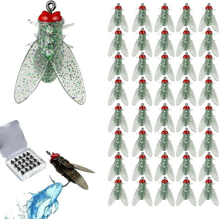 40PCS Bionic Fly Fishing Bait Trout Jigs Swimbaits Dry Flies Bass Fly Fishing Lures Kit Fly Hook Soft Bait Add Fish Attractant Flies for Fly Fishing Saltwater & Freshwater Flies Spinner Swim Baits