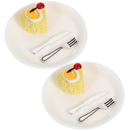 

2 Sets Mini Dessert Models Fake Dessert Dishes Mini House Scene Decorations