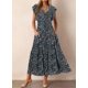 thumbnail image 5 of Vestido largo BLENCOT P220 con cuello en V y manga corta con estampado floral, 5 of 6