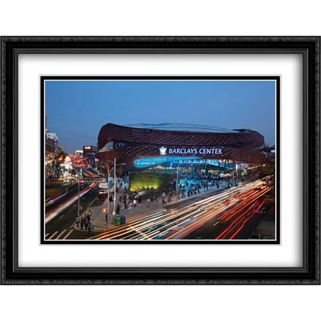 Barclays Center 2x Matted 36x28 Large Black Ornate Framed Art Print from the Stadium Series