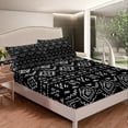 thumbnail image 4 of Tribal Boho Aztec Bed Sheets Black White Bohemian Sheet Set King Western Southwestern Fitted Sheet Geometric Diamond Striped Top Sheet Rustic Farmhouse Bedding Set 2 Pillow Cases, 4 of 5