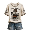 thumbnail image 3 of Clossjun Women's Vintage Halloween Shirts Skeleton Print Short Sleeve Fall Wear T-Shirts for Party Streetwear 3XL, 3 of 5