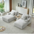 thumbnail image 5 of MAYEERTY Compressible Corduroy Double Chaise Sofa, Modern Sectional Loveseat with Cup Holders for Living Room, 71*62*34"Light Grey, 5 of 16