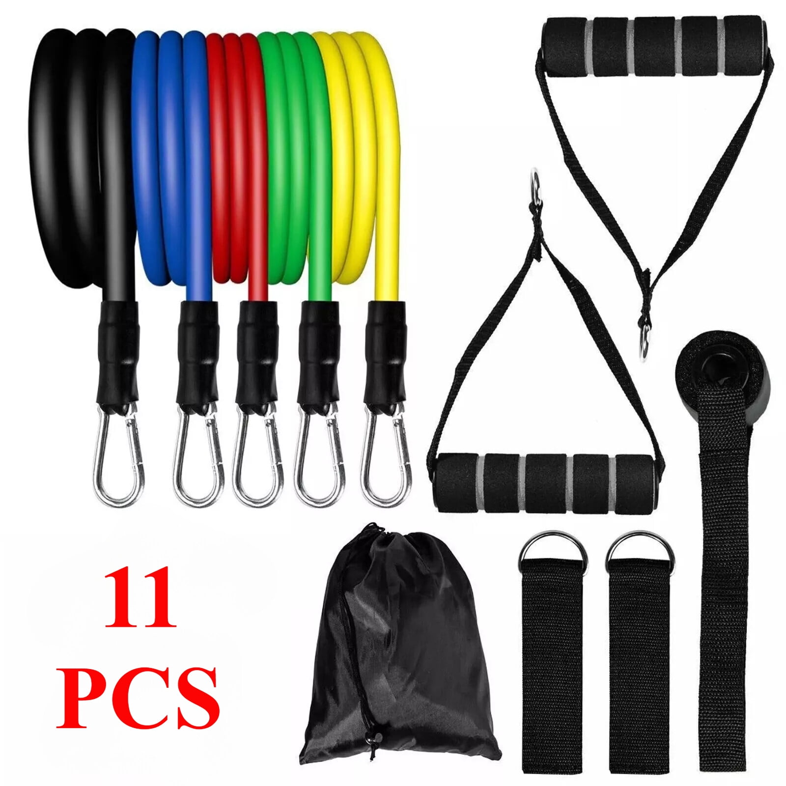 ConPush 11 PCS Resistance Band Set Yoga Pilates Abs Exercise Fitness Tube Workout Bands