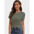 thumbnail image 2 of Women's Basic Solid Active Soft Short Sleeve Crew Neck Top T-Shirts, 2 of 6
