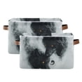 thumbnail image 2 of WOBOGO Watercolor Style Black Wolf Square Storage Basket with Waterproof Canvas and PE Lining Durable PU Leather Handles 14.2×10.2×8.3in, 2 of 9