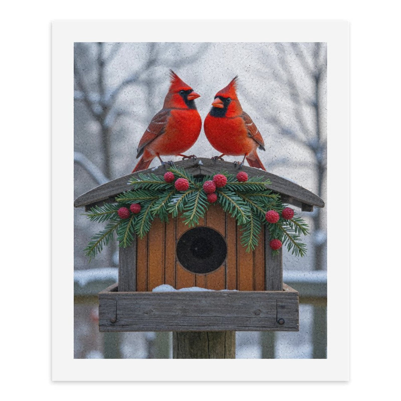 Paint by Numbers Kit for Adults, Cardinal Birds On Decorated Birdhouse Paint by Numbers, Easy Paint by Numbers Kit for Adults Beginner, DIY Adult Paint by Number Kits on Canvas, Home Decor