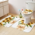 thumbnail image 4 of Yellow Flower Bathroom Rugs Set Sunflower Vintage Plant Watercolor Non Slip Absorbent Soft Bath Mats 3 Piece Set with Bathroom Rug, U-Shaped Floor Mat, Toilet Seat Cover Large Size, 4 of 9