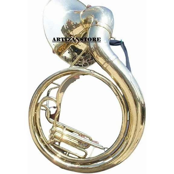 Brass Sousaphone 24-inch Bell Tuba Full Brass Silver Finish With Bag