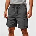thumbnail image 4 of COSFO Work Cargo Shorts for Men Casual Solid Shorts with Multi Pockets Relaxed Fit Drawstring Solid Elastic Waist Shorts, 4 of 6