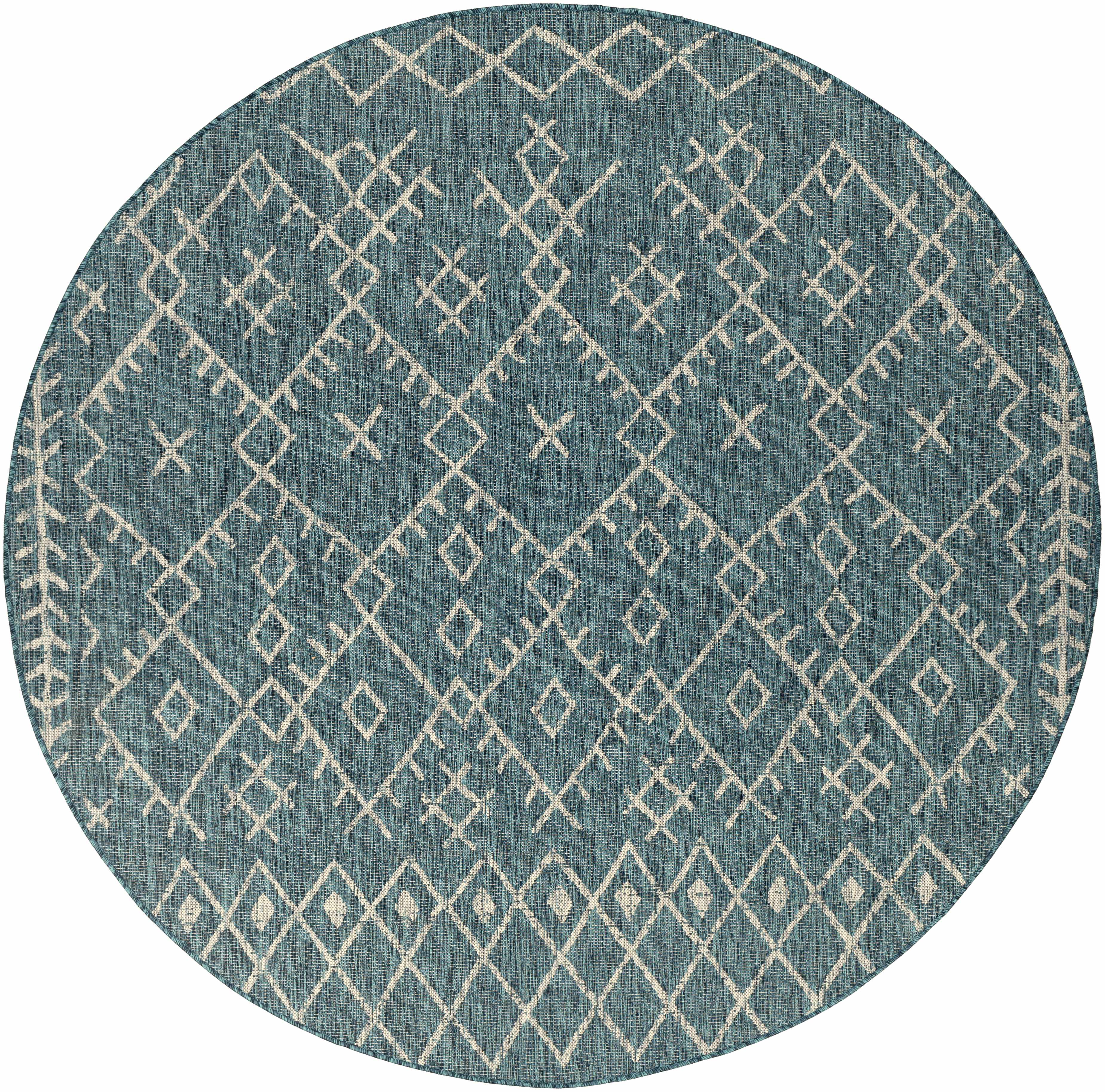 BoutiqueRugs Rapelje Bohemian, Transitional Area Rug - Outdoor Safe - Aqua, Black, Taupe - 2' x 2'11"