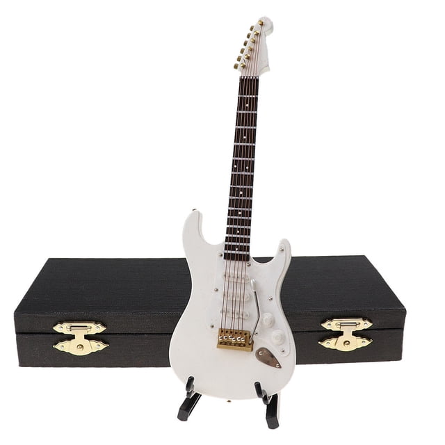 Mini modelo de guitarra Simulación Guitarra eléctrica Instrumento musical Mini modelo Cumpleaños Decoraciones para el hogar (Blanco 18 cm) JAMW Sencillez