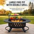thumbnail image 2 of 42 Inch 3-in-1 Fire Pit with 2 Grills – Large Outdoor Wood Burning Fireplace for Camping, Picnic & Bonfire, Round Metal Table with Lid for Backyard, Patio & Party, 2 of 6
