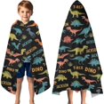thumbnail image 3 of Black Cartoon Dinosaurs Names Pattern Hooded Bath Towel，60"x35" for Ages 3 To 12 Kids, Quick Dry Lightweight Soft Microfiber Hood Beach Towel Cover Up for Kids, 3 of 7
