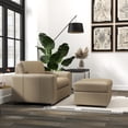 thumbnail image 5 of Roundhill Furniture Sakan Leather Upholstered 2-Piece Living Room Set, Cutler Chair and Ottoman, Beige, 5 of 11