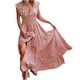 thumbnail image 2 of Puntoco Vestido De Manga Corta Con Cuello En V, Vestido De Manga Corta Con Cuello En V De Talla Grande Para Mujer Rosa S, 2 of 6