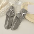 thumbnail image 2 of HNMKIU Elegant Women's Bow Crew Socks Style Dress Casual Soft Breathable Everyday Ankle Socks for Girls Grey,One Size, 2 of 5